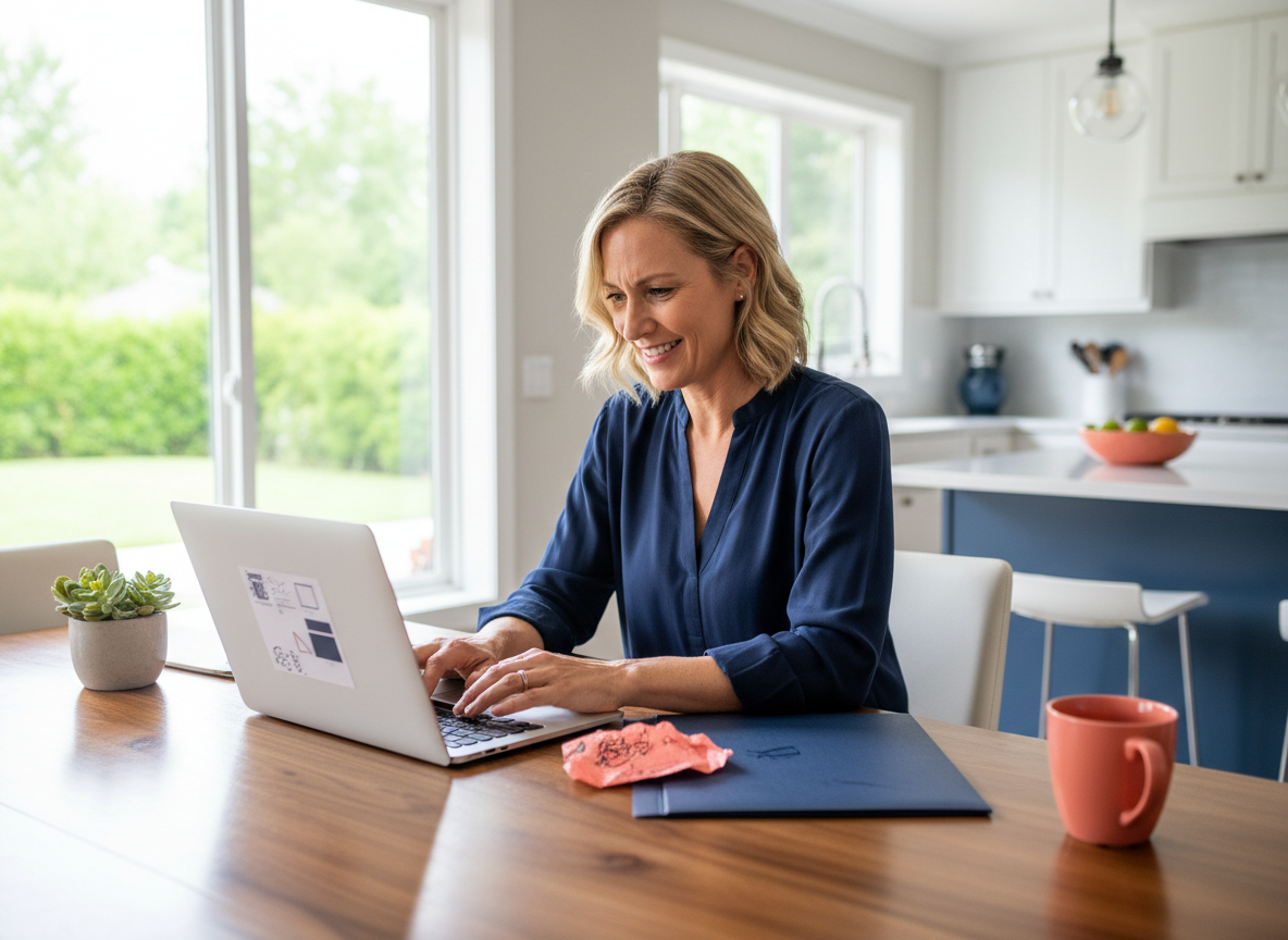 Homeowner reviewing local rebate program information using a laptop
